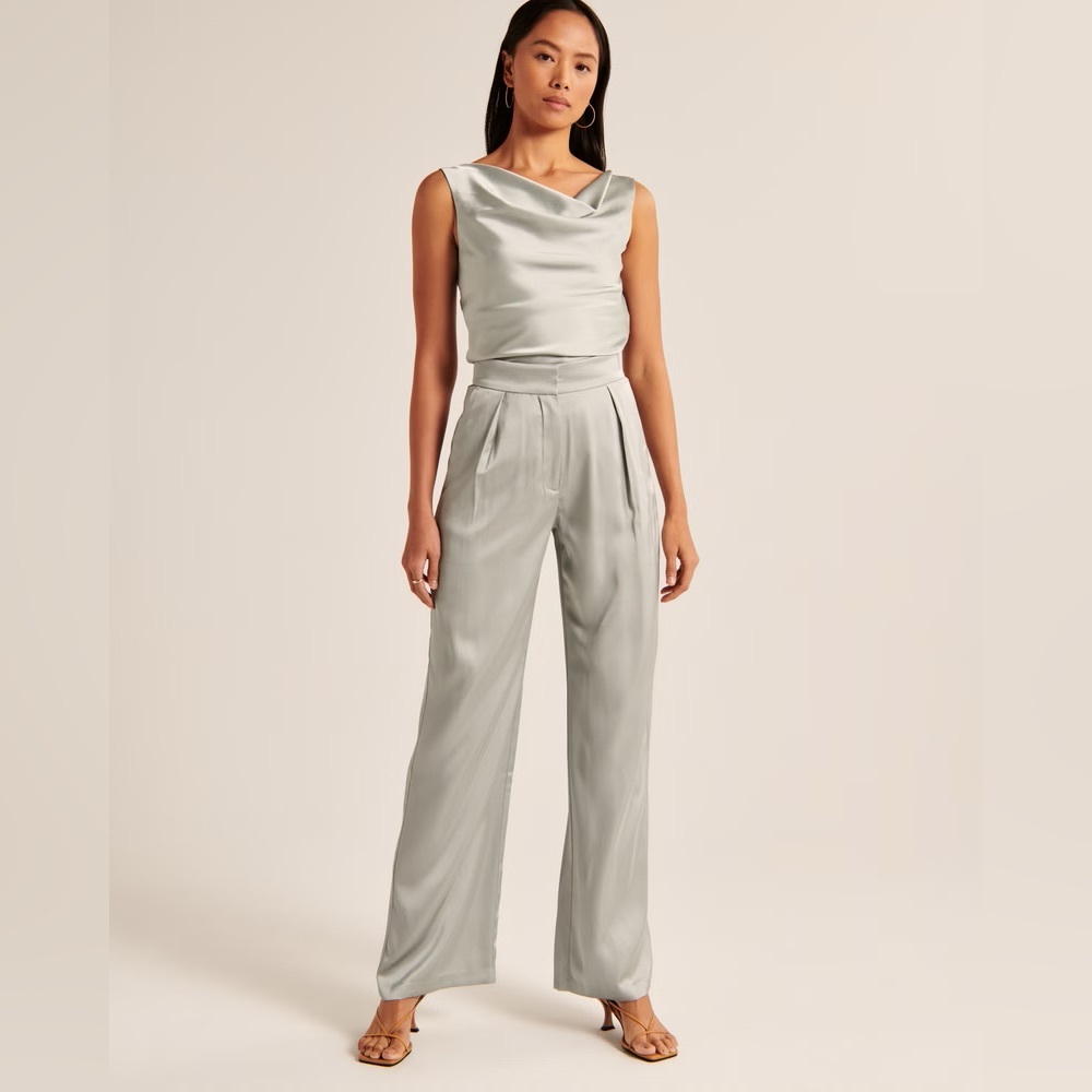 Sage Green Satin Trousers